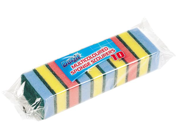 Duzzit Multicoloured Sponge Scourers 10 Pack