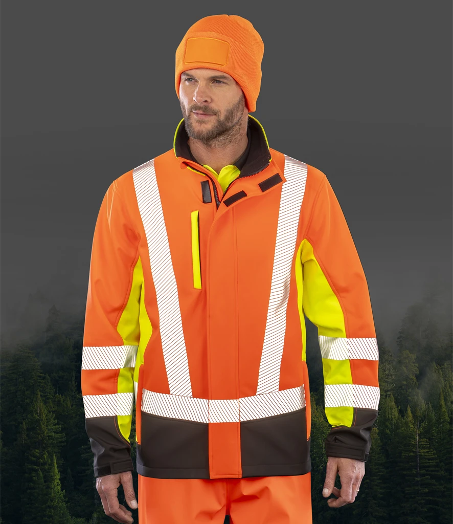 Result Recycled Three Layer Printable 3-Tone Safety Soft Shell Jacket